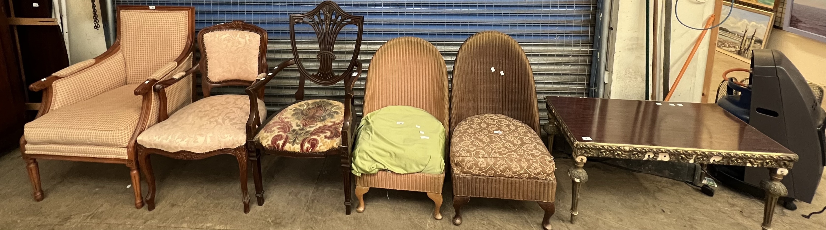 A pair of Lloyd loom nursing chairs together with three other chairs and a coffee table - Image 2 of 2