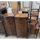 Two reproduction mahogany chests of drawers together with a small chest of drawers and a folding