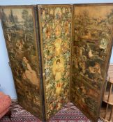 A Victorian three fold decoupage screen