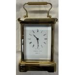 A Garrard & Co brass cased carriage clock, with Roman numerals,