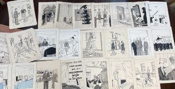 B Thomas - a collection of mid 20th century comic drawings, designed for publication,