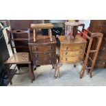 A towel rail together with two reproduction chests of drawers, a bedroom chair ,