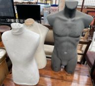 Three shop display torsos