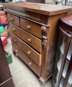 A Victorian oak chest with a rectangular top above a frieze drawer,