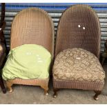 A pair of Lloyd loom nursing chairs together with three other chairs and a coffee table