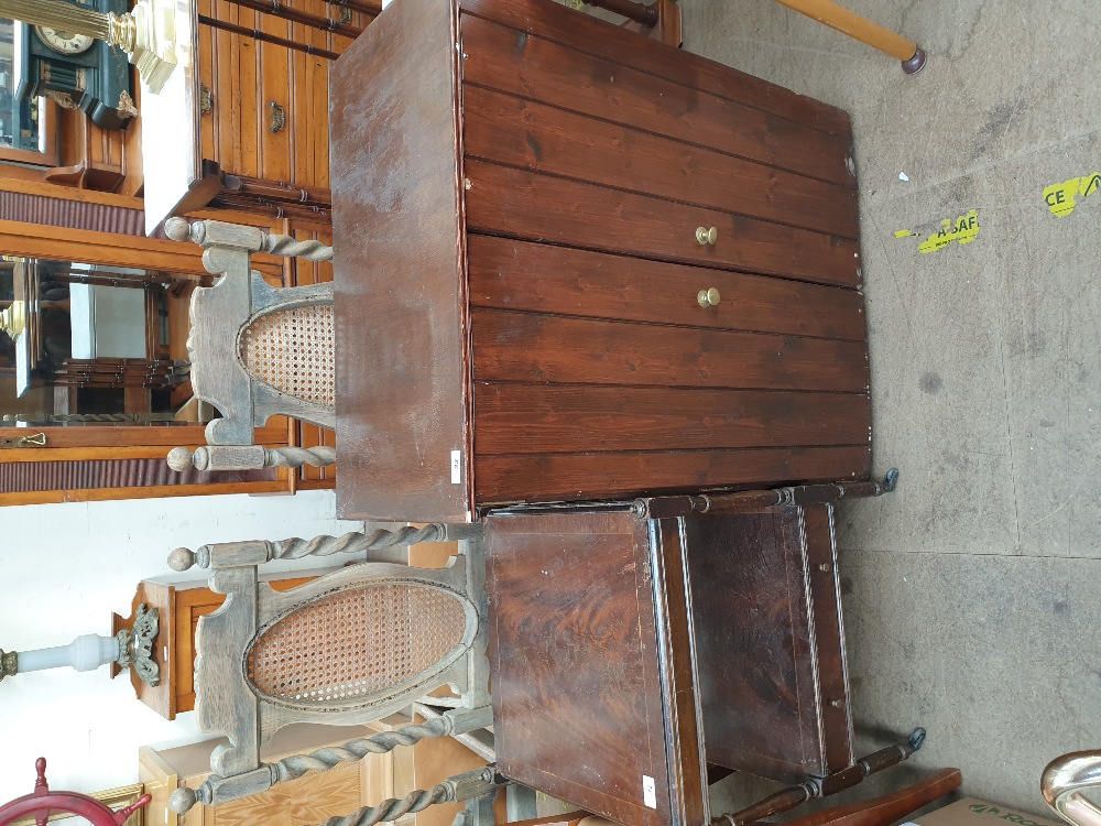 A Victorian rosewood occasional table with a square table and turned legs together with a melamine - Bild 4 aus 4