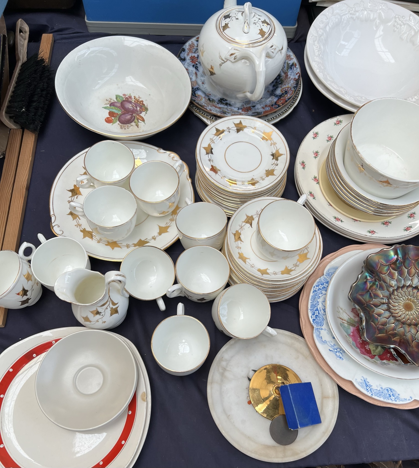 A 19th century part tea service together with a large fan, coins, medallions, flatwares, - Image 5 of 5