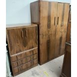 A 20th century walnut wardrobe and matching tallboy