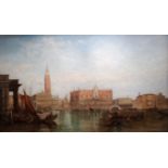 19th century continental School A Venetian scene Oil on canvas Indistinctly signed 29.