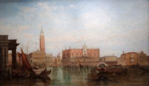 19th century continental School A Venetian scene Oil on canvas Indistinctly signed 29.