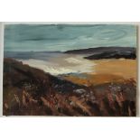 Lynda Minter Aberreiddi Bay Oil on paper Signed and label verso 38 x 56cm