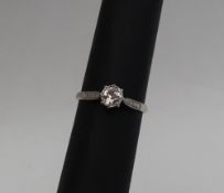 A solitaire diamond ring, the round old cut diamond, size P, approximately 3.