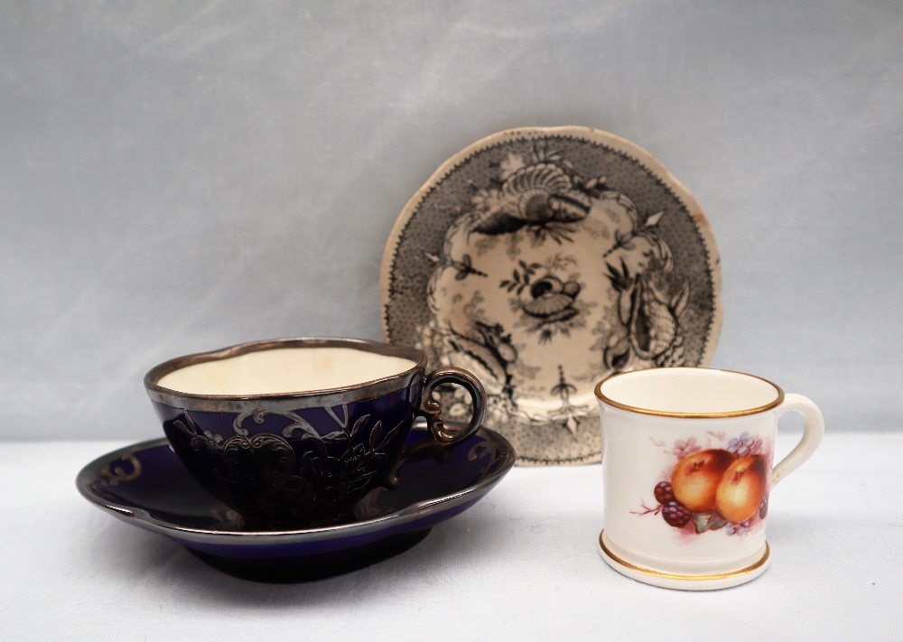 A Royal Worcester miniature porcelain cabinet coffee can, painted with apples,