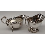 A George V silver sauce boat with a beaded rim on a spreading foot, Sheffield, 1912,