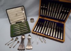 A set of six late Victorian silver tea spoons, London, 1896, together with other silver spoons,