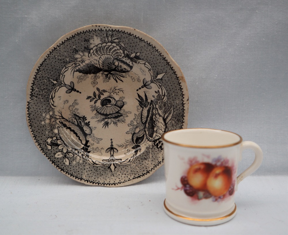 A Royal Worcester miniature porcelain cabinet coffee can, painted with apples, - Image 3 of 7