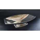 A George VI boat-shaped fruit bowl, of shaped rectangular form, on a stepped base, Birmingham, 1938,