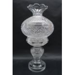 A Waterford crystal cut glass table lamp, the shade with a flared top and hobnail cut,