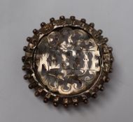 A silver brooch of circular form, pierced "Bessie",