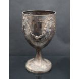 A Victorian silver chalice, with swag decoration, inscribed "Breconshire Agricultural Society....