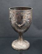 A Victorian silver chalice, with swag decoration, inscribed "Breconshire Agricultural Society....