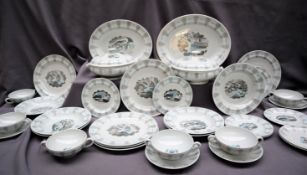 A Wedgwood Travel part dinner set, designed by Eric Ravilious, depicting Hot air balloon,