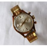 A gentleman's gold plated Felca Chronograph Wristwatch, with a silvered dial with baton markers,