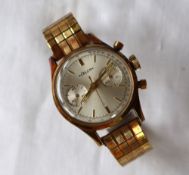 A gentleman's gold plated Felca Chronograph Wristwatch, with a silvered dial with baton markers,