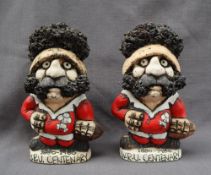 A Pair of John Hughes pottery Groggs "WRU Centenary 1880-1980" depicting a rugby player in Welsh