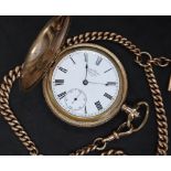 A 9ct yellow gold double Albert watch chain,