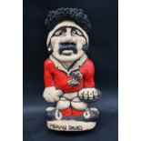 A John Hughes pottery Grogg of a Rugby player in Welsh kit, No.