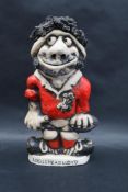 A John Hughes pottery Grogg of a Rugby player in Welsh kit, No.