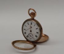 A lady's 9ct yellow gold keyless wound fob watch,