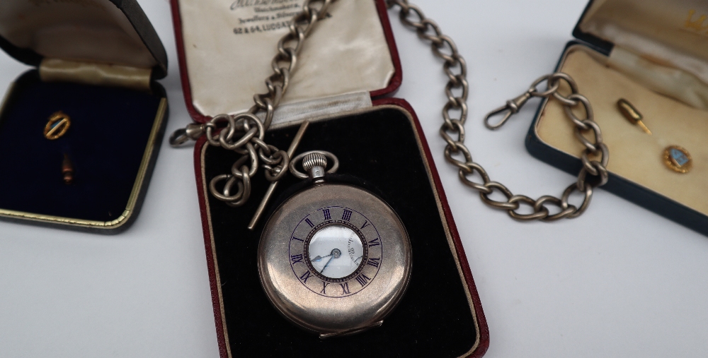 A George VI silver half hunter pocket watch,