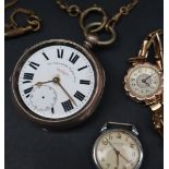 A silver open faced pocket watch,