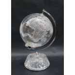 A Waterford crystal desk top World Globe with cut decoration,