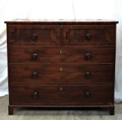 A 19th century mahogany chest, the rectangular top,