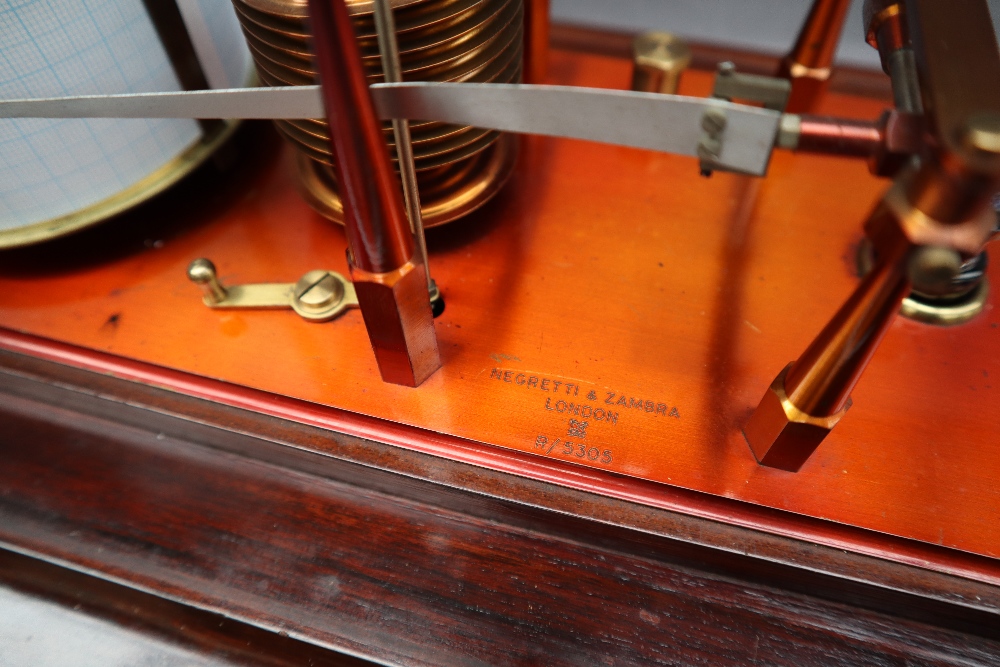 A Negretti and Zambra barograph, in a mahogany case with five bevelled glass panels, - Image 3 of 6