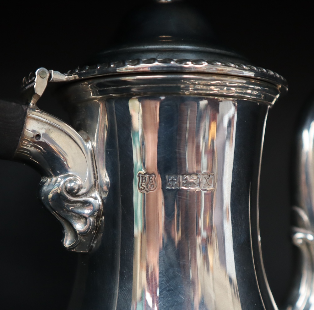 An Elizabeth II silver four piece tea set, with a baluster hot water jug, teapot, - Image 2 of 2