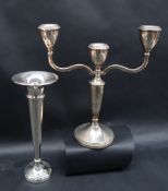 An Elizabeth II silver twin branch candlestick, Birmingham, 1972,