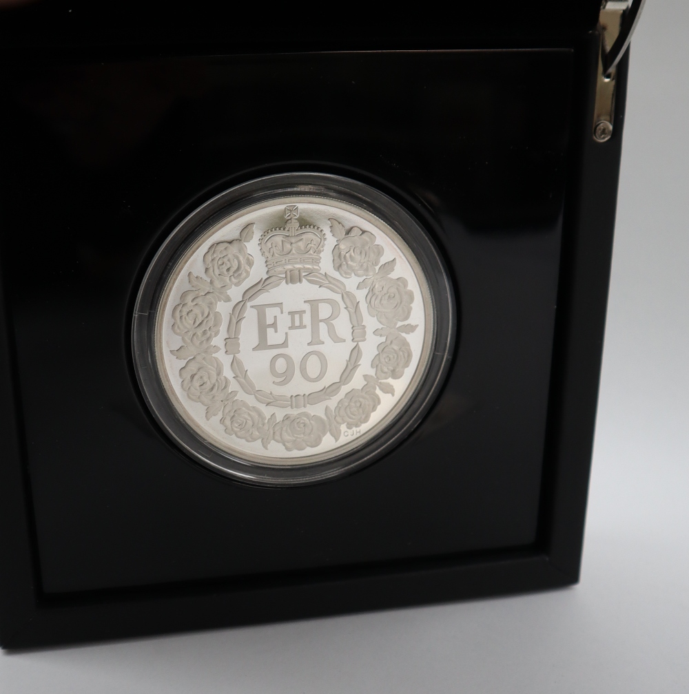 A 2016 United Kingdom silver proof five ounce coin to commemorate the 90th Birthday of Her Majesty - Image 2 of 3