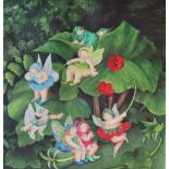 Beryl Cook Fairy Dell A print Signed with FATG blind stamp within the image 41.5 x 39.