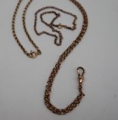 A 9ct gold chain with lobster clasp together with a 9ct gold bracelet,
