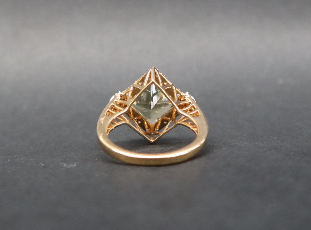 Gemporia - An 18ct gold cluster ring, set with a princess cut stone with yellow hue, - Image 4 of 6
