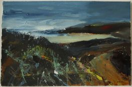 Lynda Minter The sea by Portgain Acrylic on paper Signed and label verso 38 x 56cm