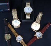 A gentleman's Limit wristwatch together with a Sekonda and a Rotary wristwatch and three lady's