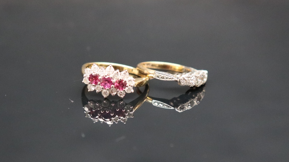 A spinel and diamond cluster ring,