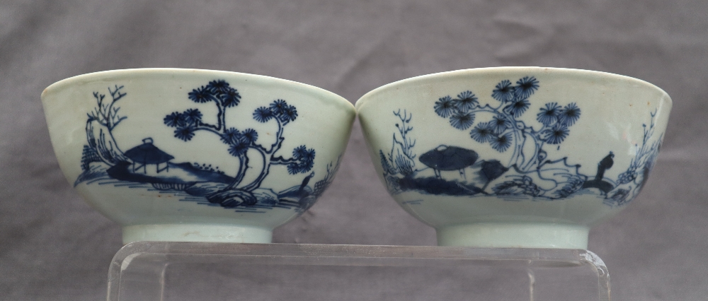 A set of five 18th century Chinese blue and white porcelain bowl decorated with a scholar on a - Image 6 of 8