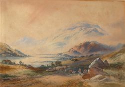 E L Herring A mountainous landscape Watercolour Signed and dated 1887 39 x 57cm