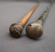 A Military Swagger Stick, the ball end applied with a Lion and "The King's Own",